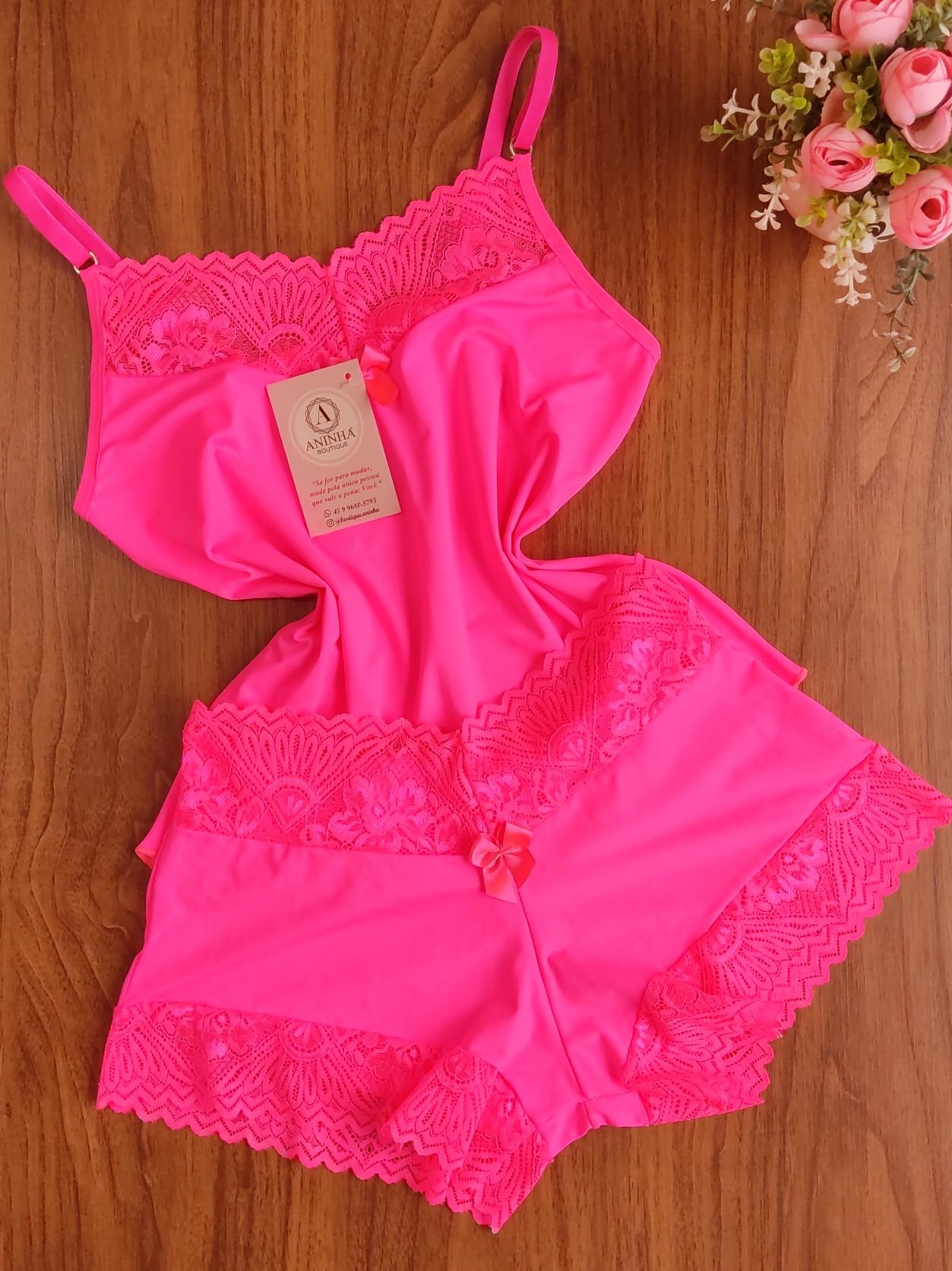 Baby Doll Color Rosa Neon Aninha Intimates Lingerie