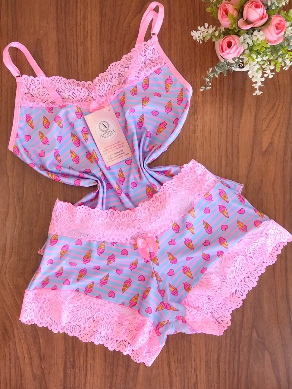 Baby Doll Estampado Sorvetinho Aninha Intimates Lingerie