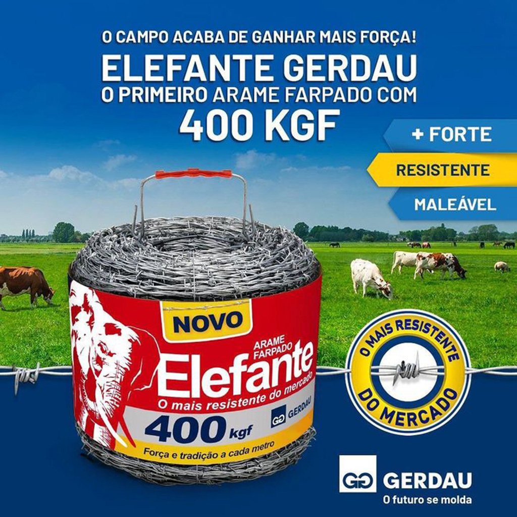 Arame Farpado Elefante Gerdau 400m 2 2mm Impacto Grosso