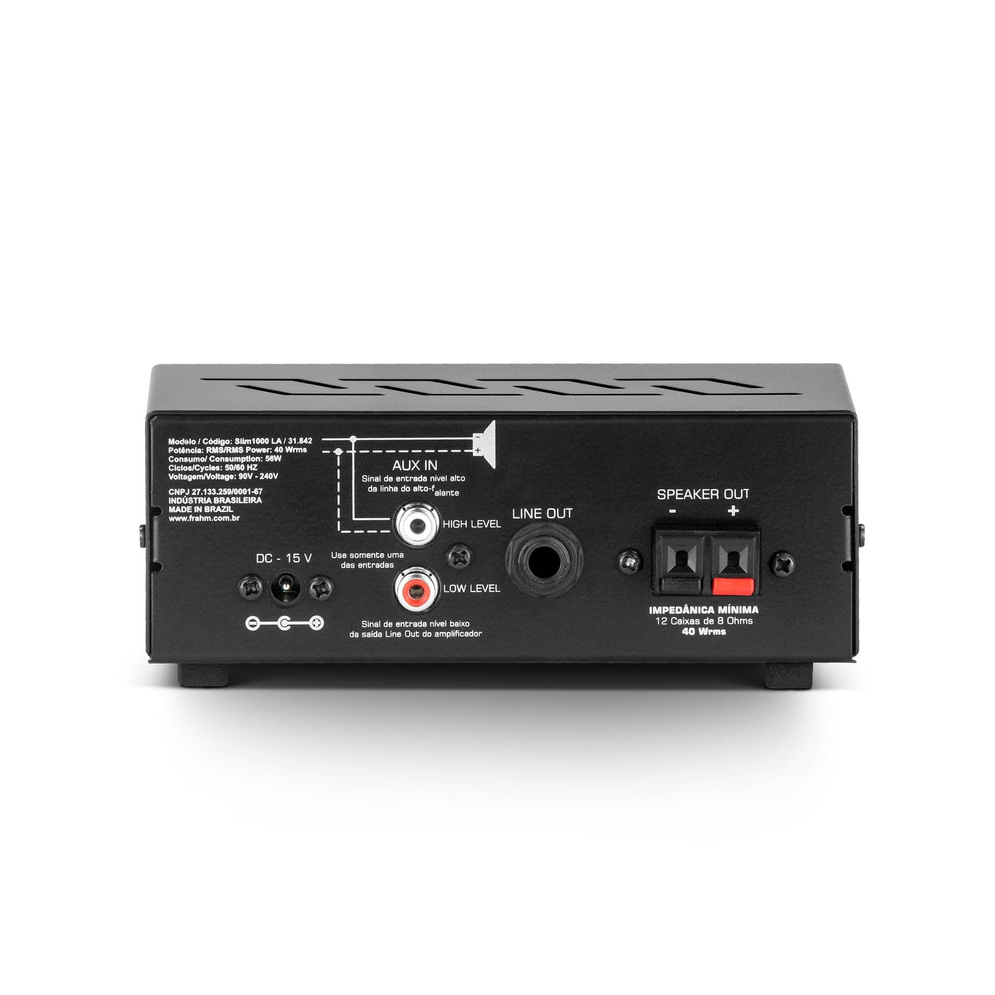 Amplificador Para Som Ambiente Frahm Slim 1000 LA G5 Bivolt Preto