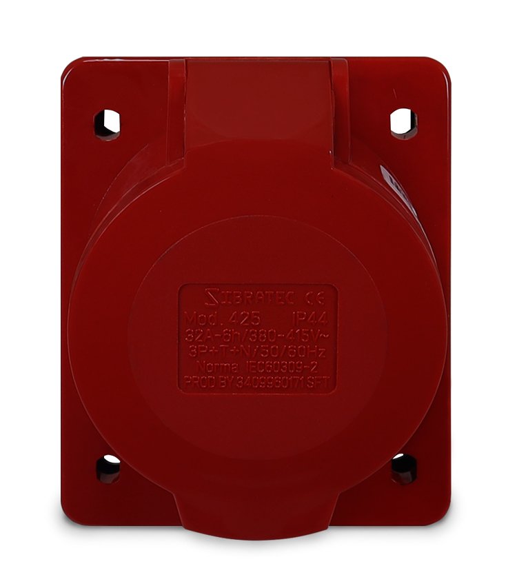 Tomada De Embutir 425 3p N T 6h 380vca 32a Vermelho Ip44 Sibratec