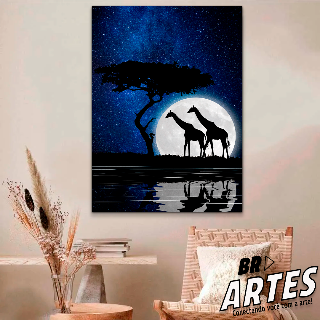 Quadro Casal De Girafas Na Noite BR ARTES Camicado