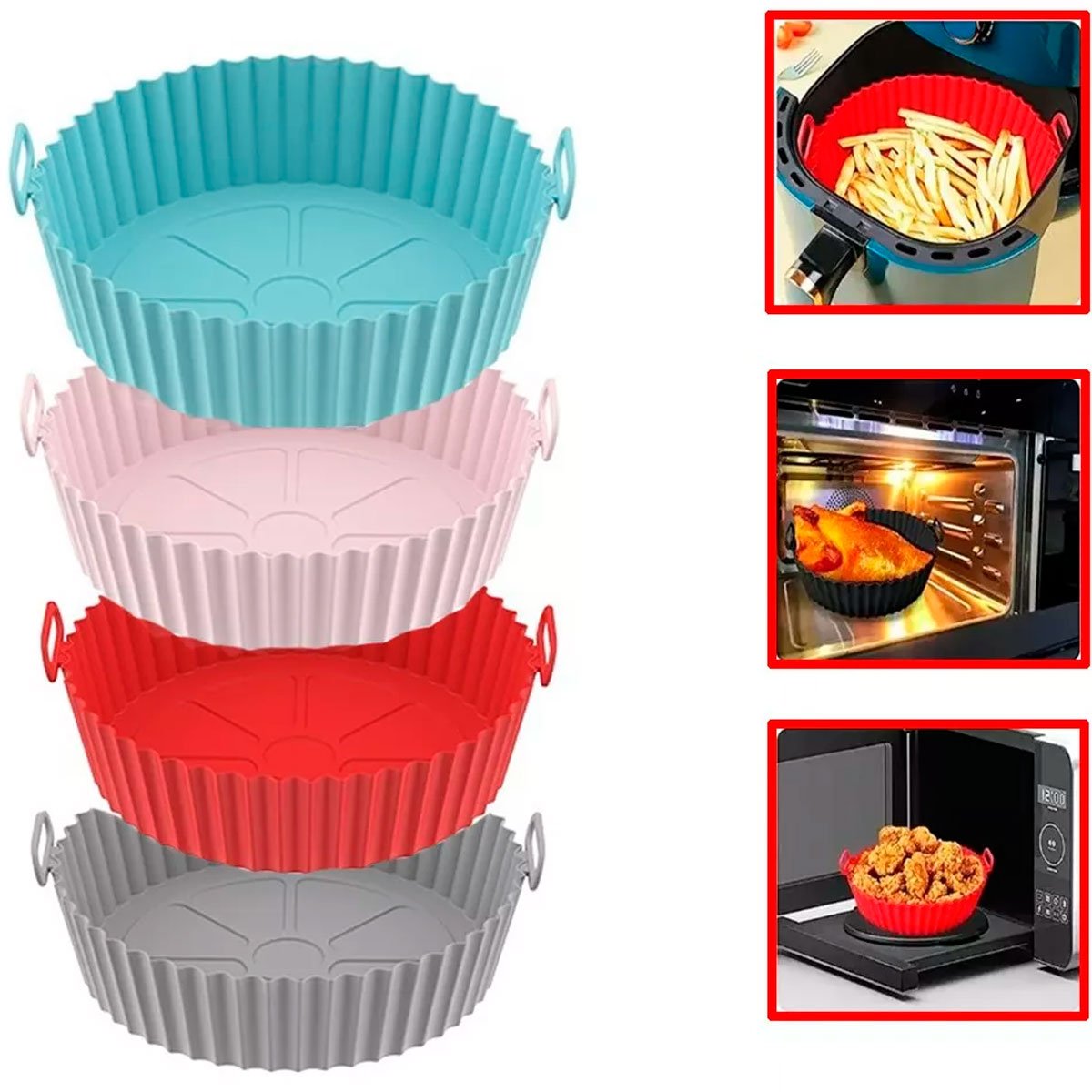 Kit Formas De Silicone Para Airfryer Cm Cores Sortidas