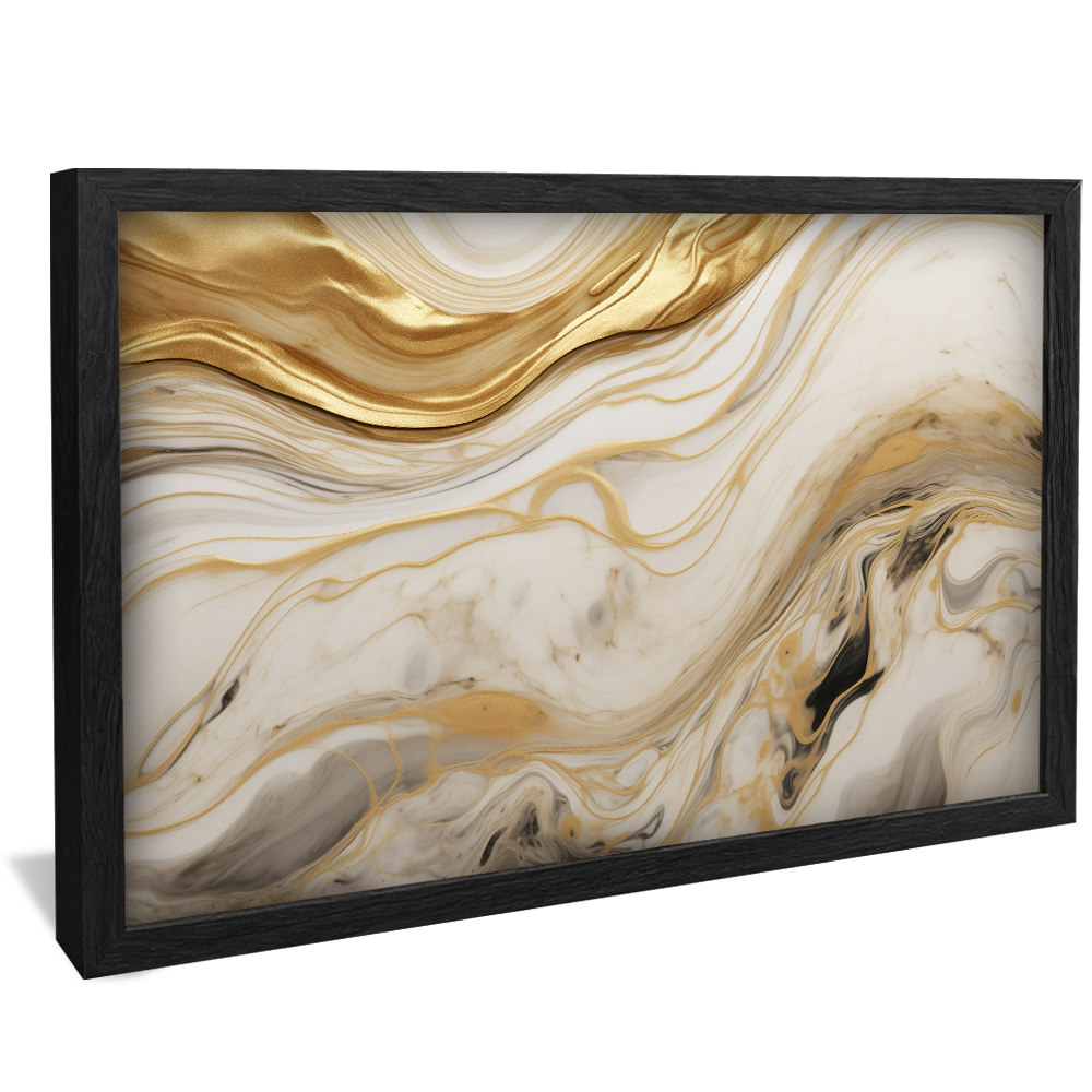 Quadro Decorativo Abstrato Marmóreo Luxo Gold V833