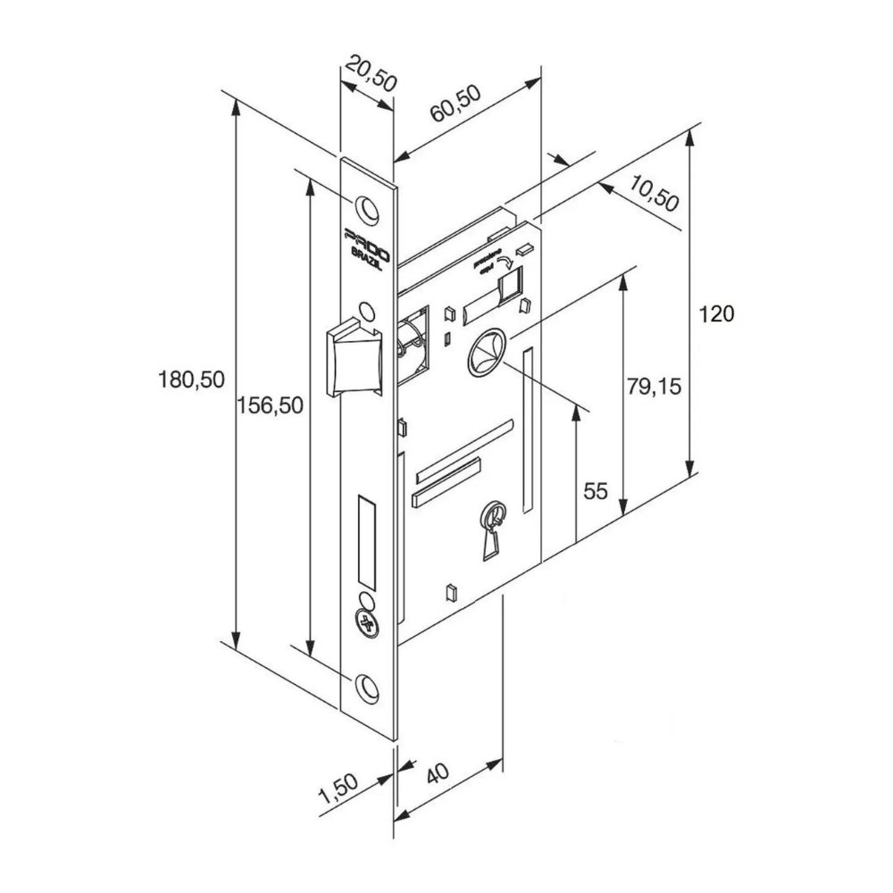 Fechadura Porta Externa Pado Concept Preta 40mm Casanova Loja