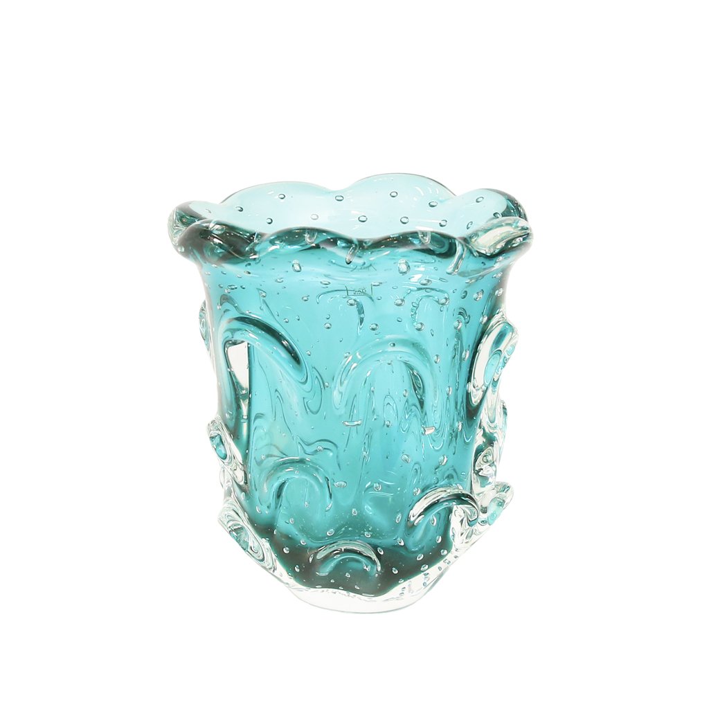 Mini Vaso Em Cristal Murano Aspente Cristais São Marcos Esmeralda