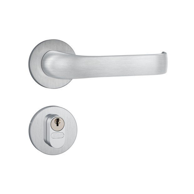 Fechadura Porta Externa 803 37 Roseta Redonda Inox Escovado Broca 40mm