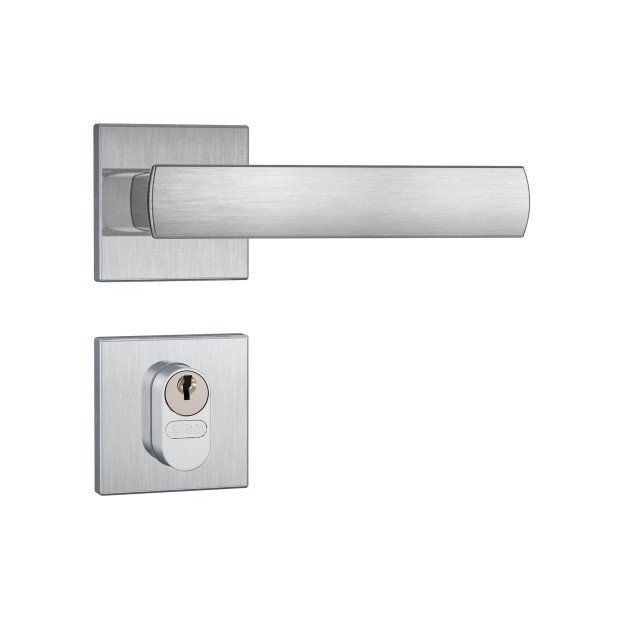 Fechadura Porta Externa 803 35 Roseta Quadrada Inox Escovado Broca 40mm