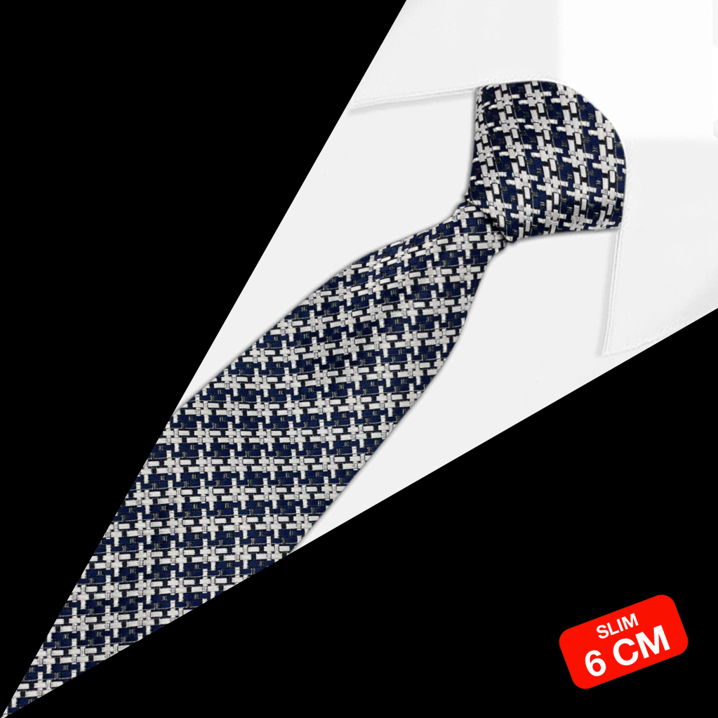 Gravata Slim Jacquard Azul Marinho