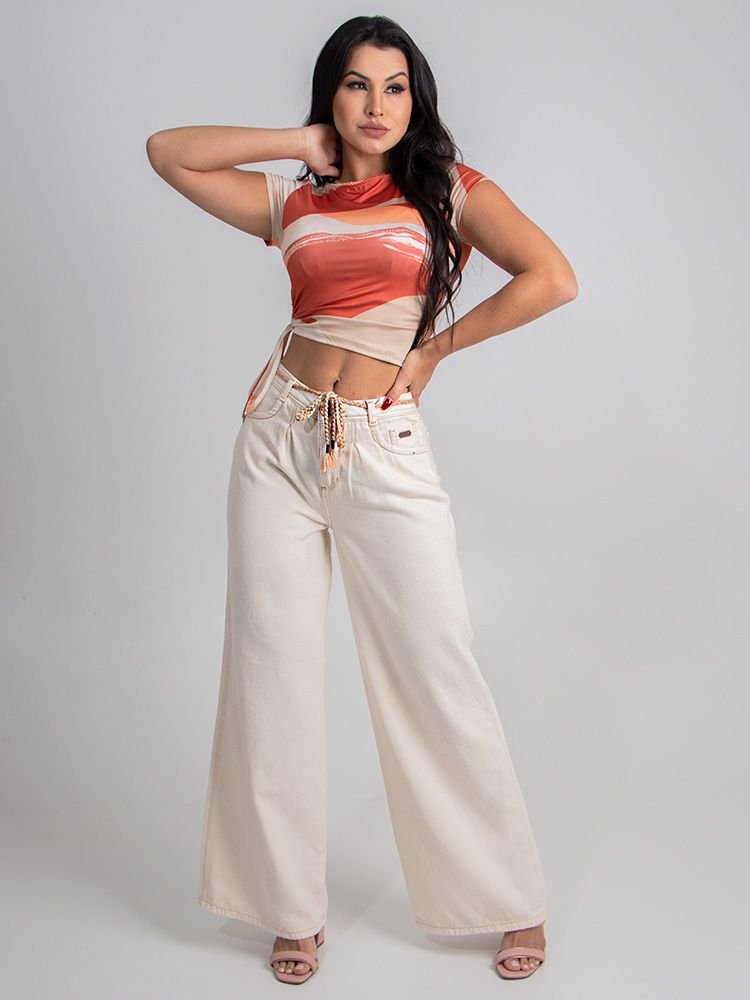 Cal A Jeans Wide Leg Chique Areia