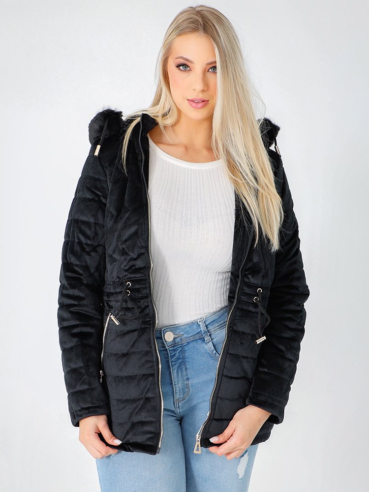 Parka Jaqueta Feminina Camur A Forrada Preto