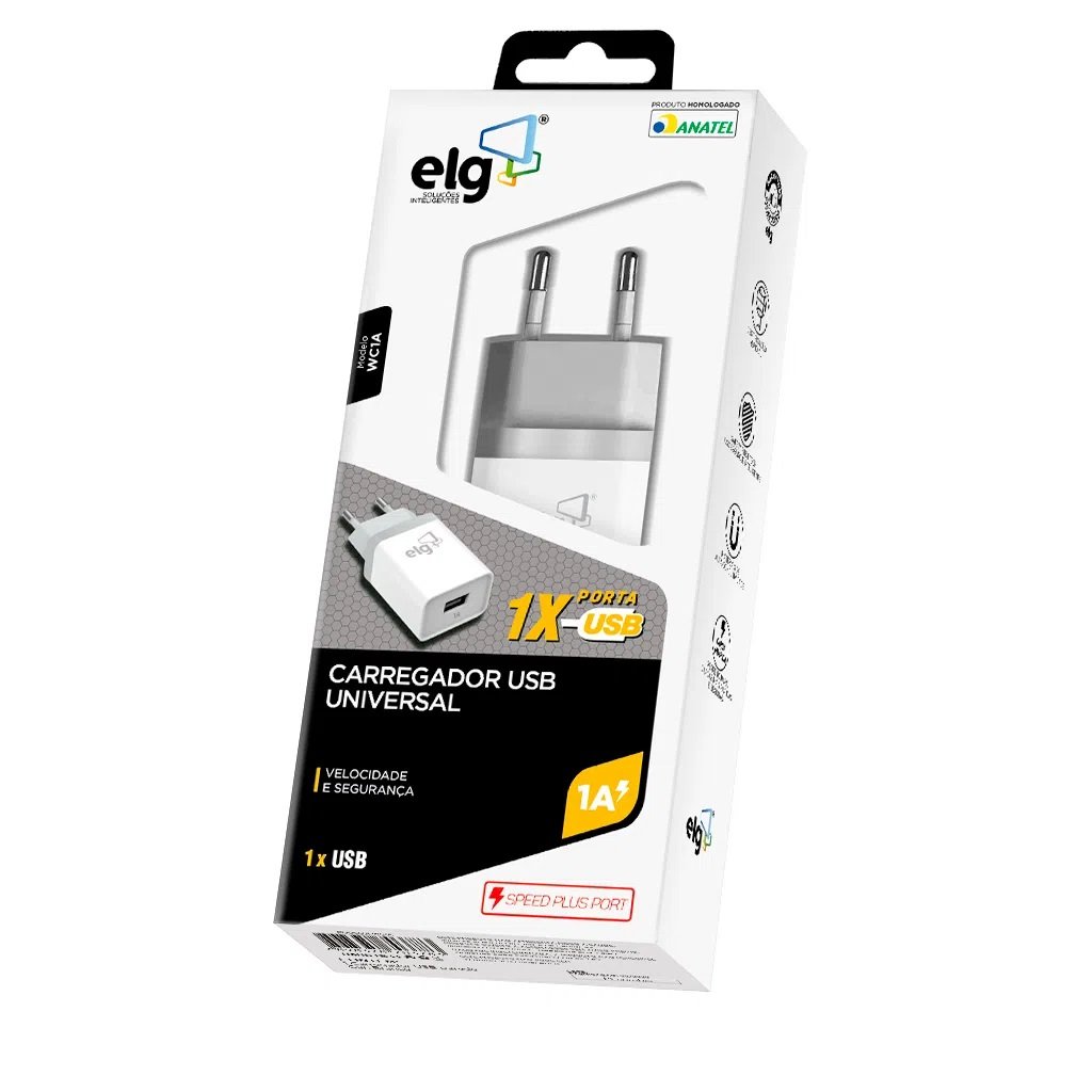 Carregador De Parede Universal USB Branco ELG WC1A