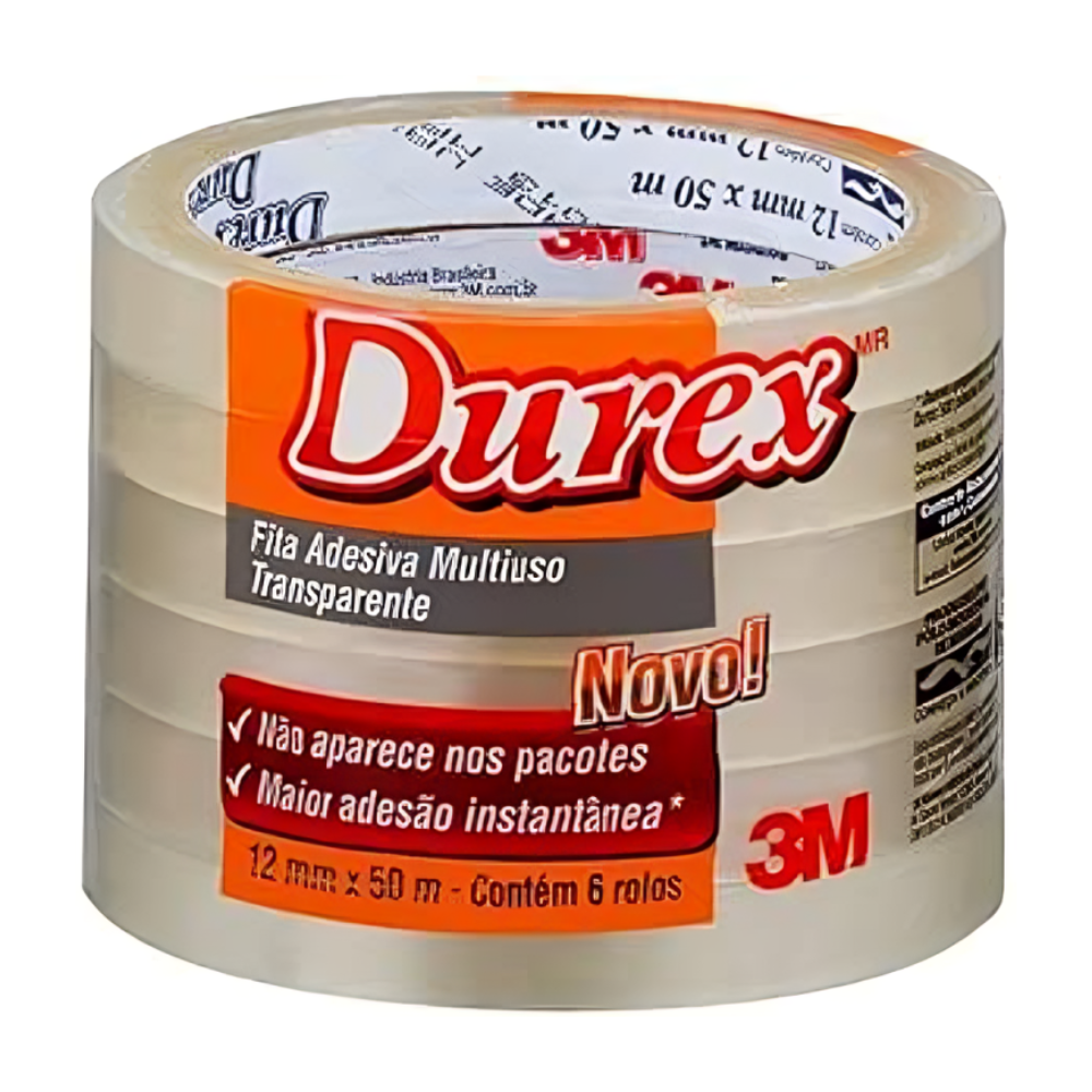 Fita Adesiva Multiuso Transparente Durex Rolos M Frame Papelaria