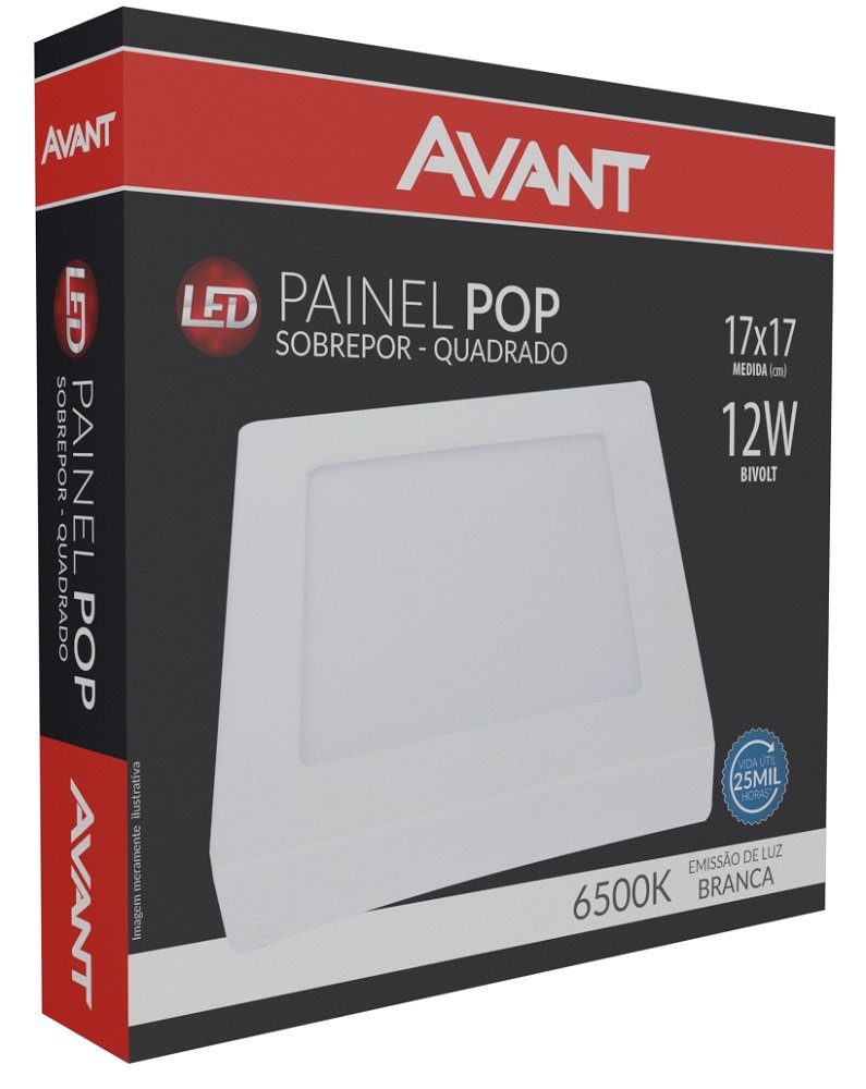 Painel Plafon Led Pop Quadrado Sobrepor K Branco Bivolt W Avant