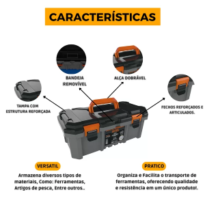 Maleta Tática De Ferramentas Bandeja 18 Cinza Metasul