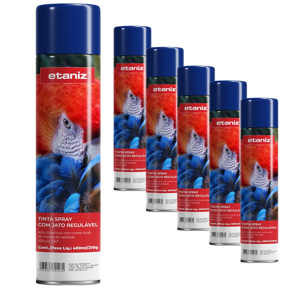 Tinta Spray 400ml Uso Geral Azul Escuro Etaniz