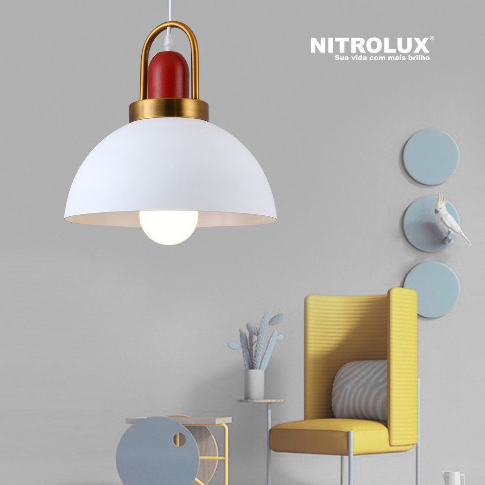 Pendente Branco C Dourado Nitrolux