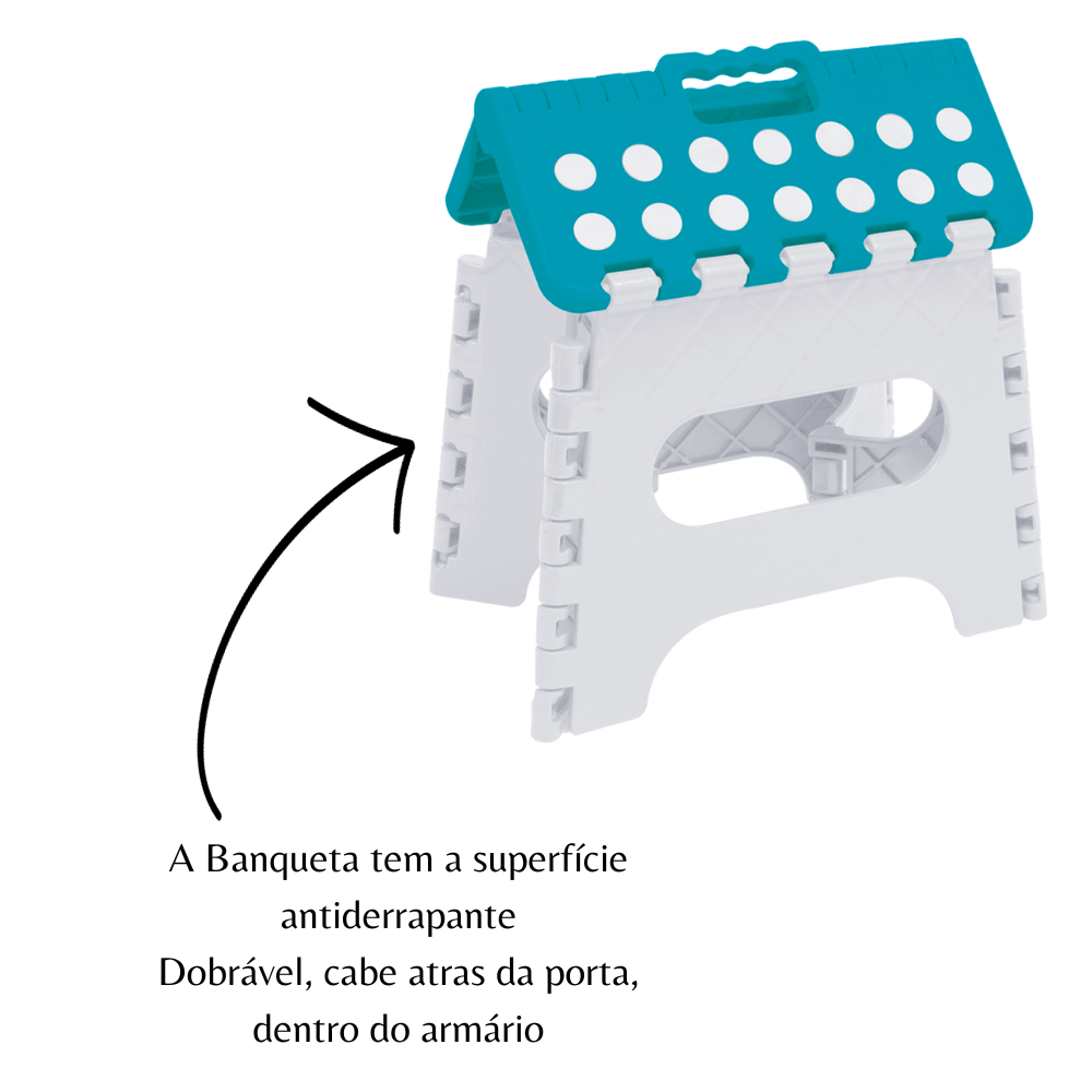 Banqueta Infantil Antiderrapante Multiuso Dobrável Buba Cor Azul