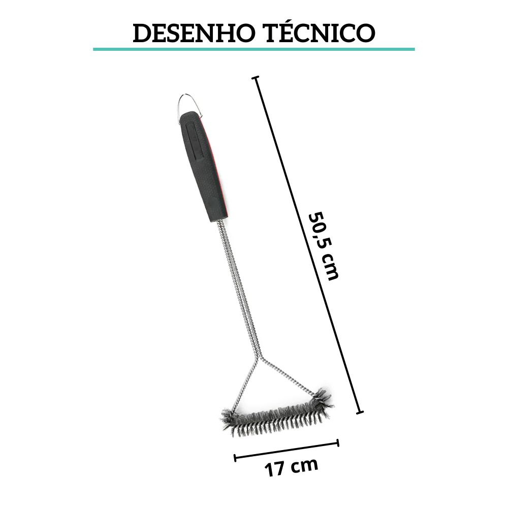 Escova Limpadora De Grelha Churrasco Inox Dynasty 47cm