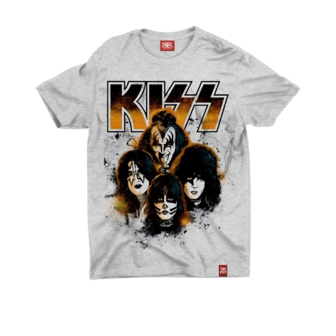 Camiseta Banda Kiss Cinza