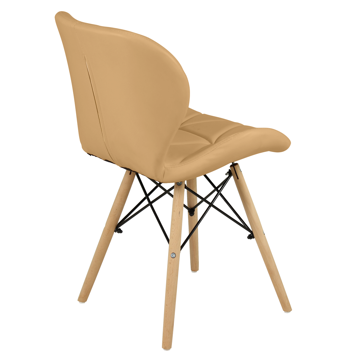 Kit Cadeiras Charles Eames Eiffel Slim Wood Estofada Nude