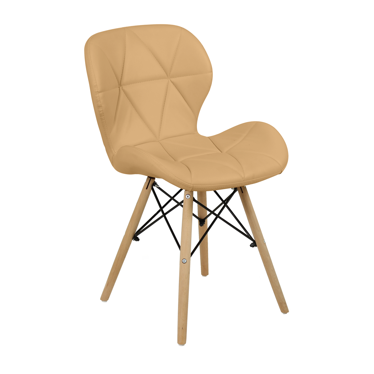 Kit Cadeiras Charles Eames Eiffel Slim Wood Estofada Nude