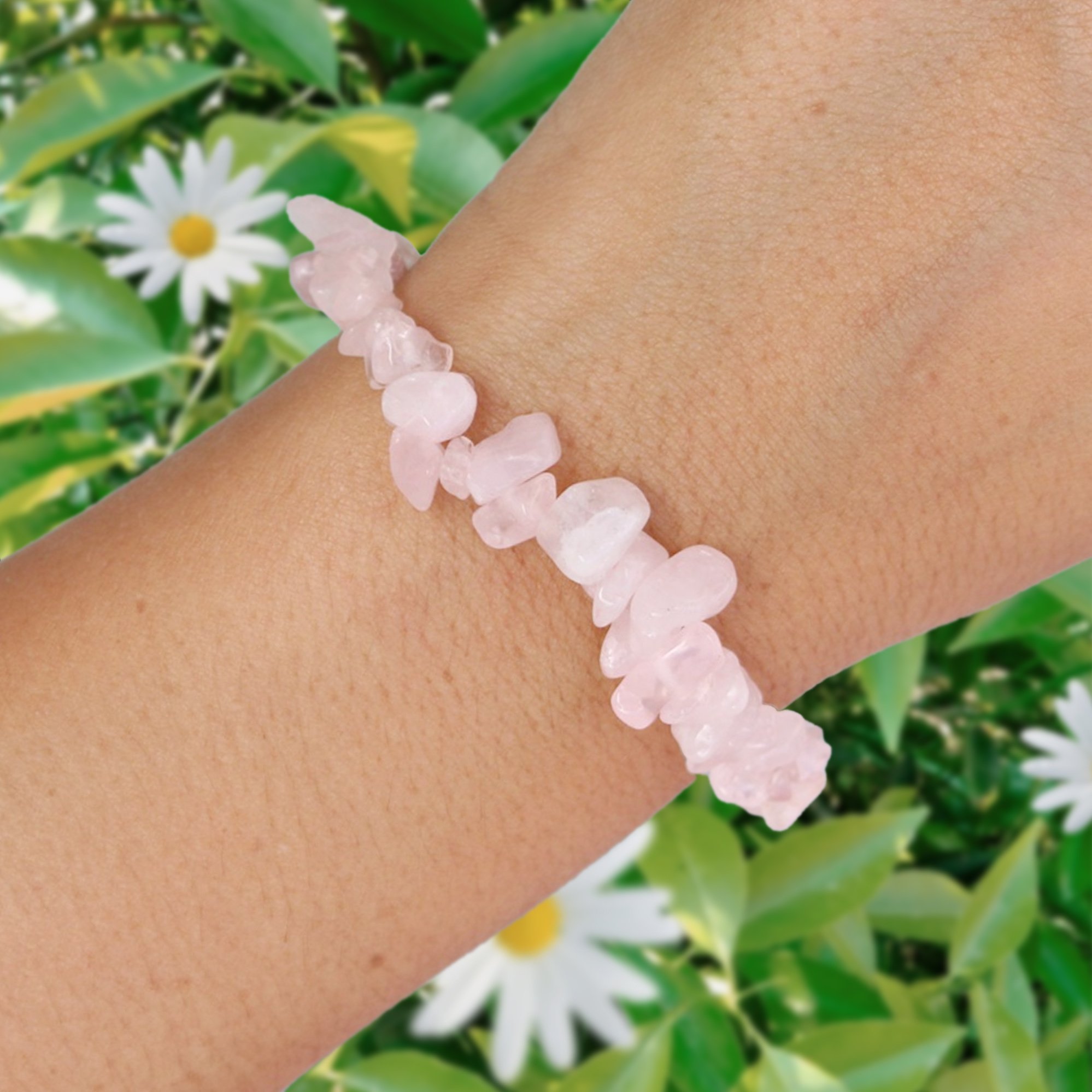 Pulseira De Quartzo Rosa Cascalho