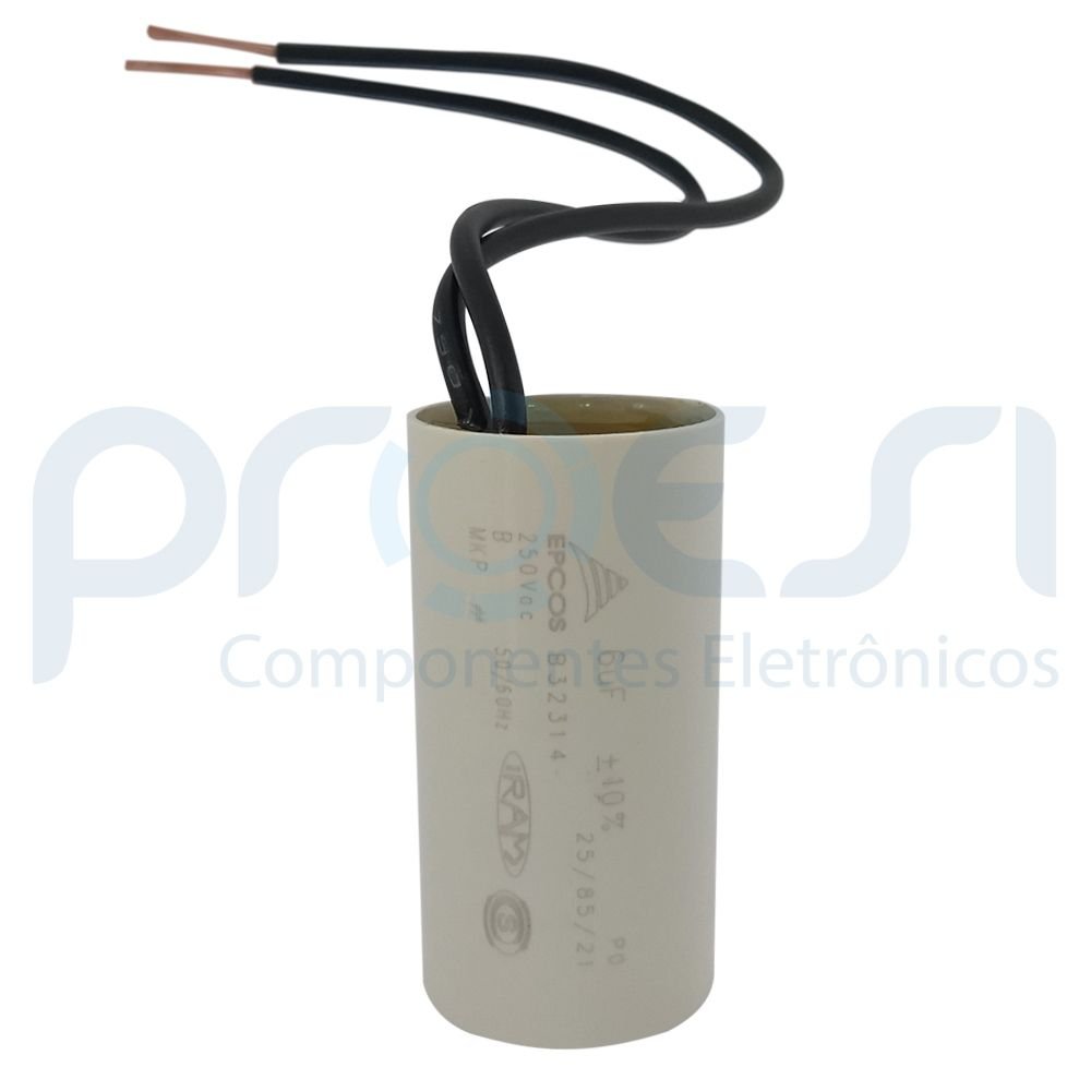 Capacitor De Partida Para Motor 6uf 250VCA Fio Epcos