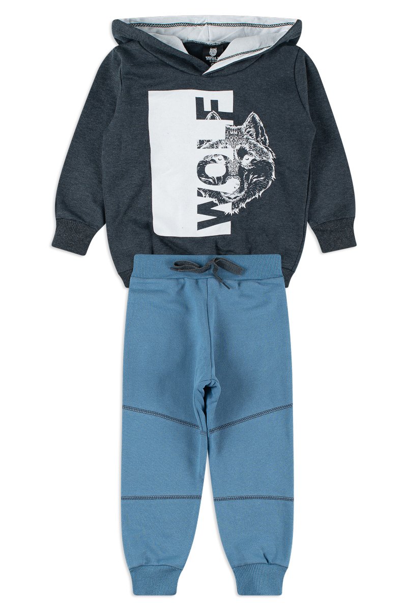 Conjunto Infantil Menino Lobo Mescla Escuro Wolf Mescla Escuro