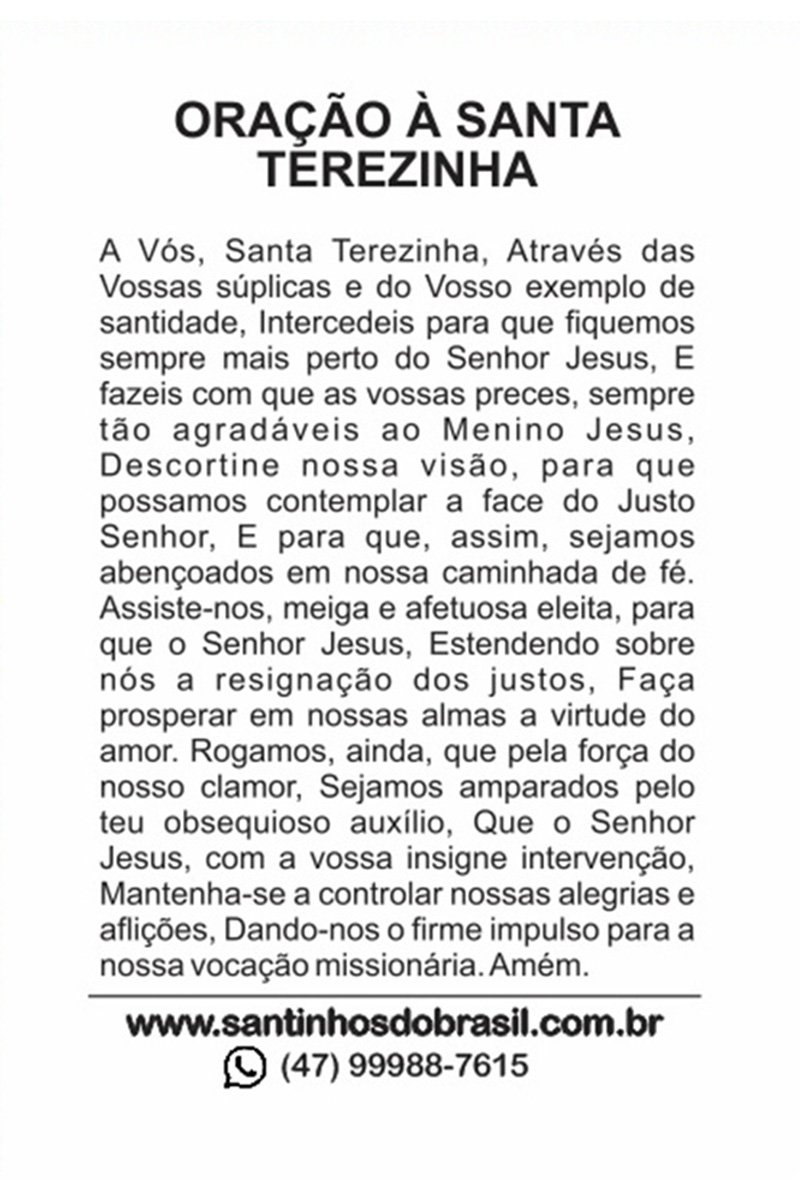 Oração a Santa Terezinha I Santinhos do Brasil