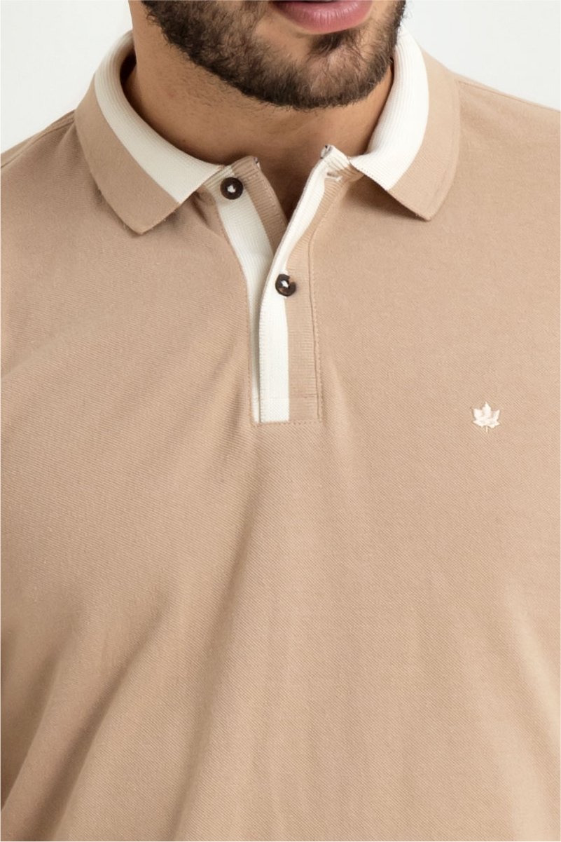 Polo Masculina Manga Longa Piquet Simples Bege