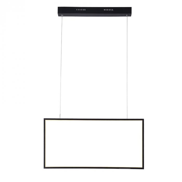 PENDENTE LED TEC RETANGULAR 3000K 32W BIVOLT 30X60X2CM ALU E SILI PRETO