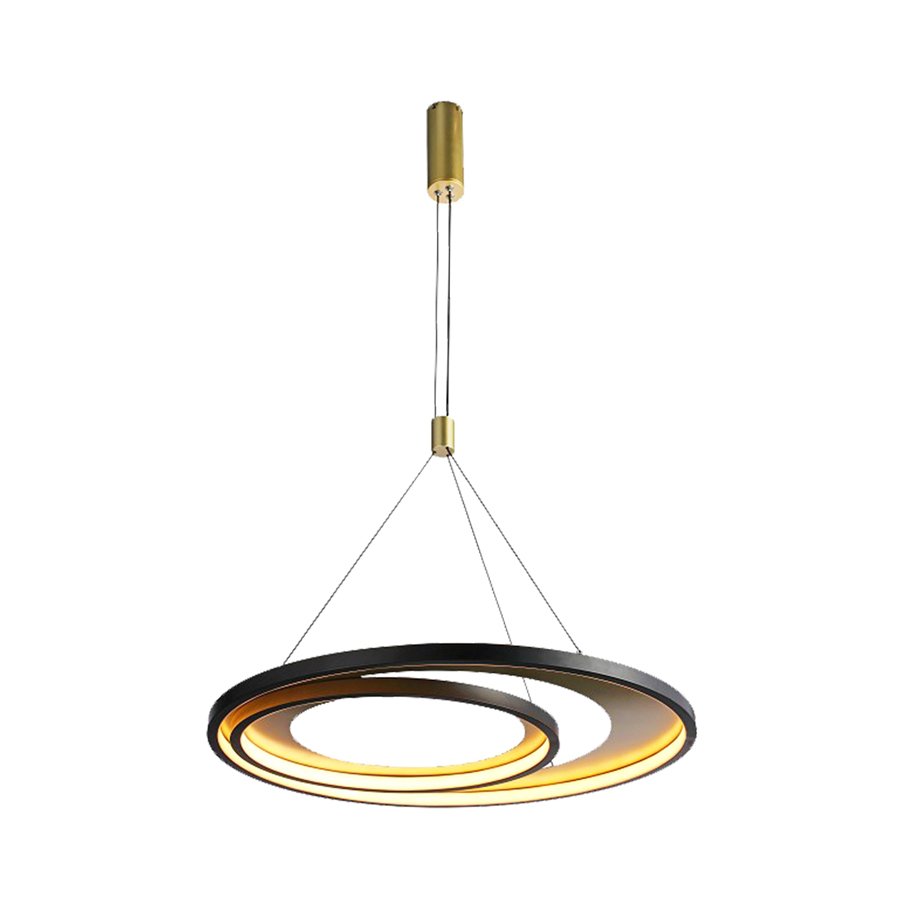 Pendente Led Loop Redondo K W Bivolt Cm Metal Preto E Dourado