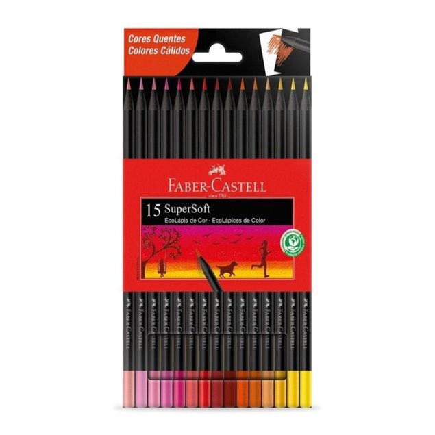 lapis de cor faber castell supersoft cores quentes com 15 cores