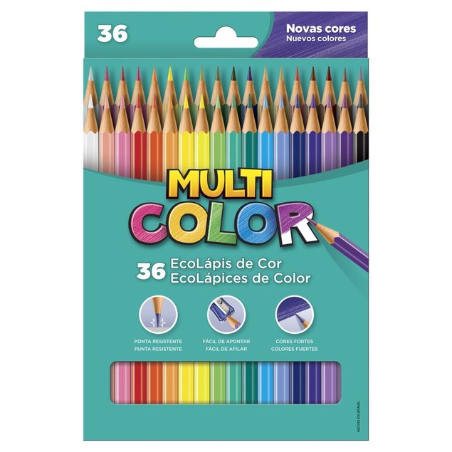 lapis de cor ecolapis multicolor com 36 cores
