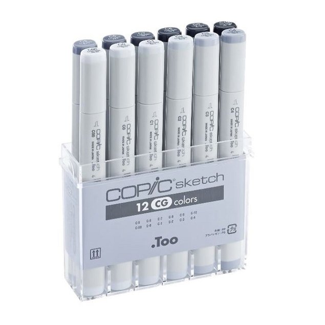 kit marcadores copic 12 cores cool gray