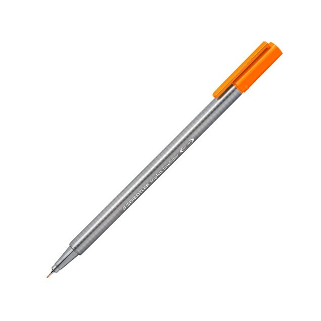 caneta fineliner staedtler triplus 334 04 laranja