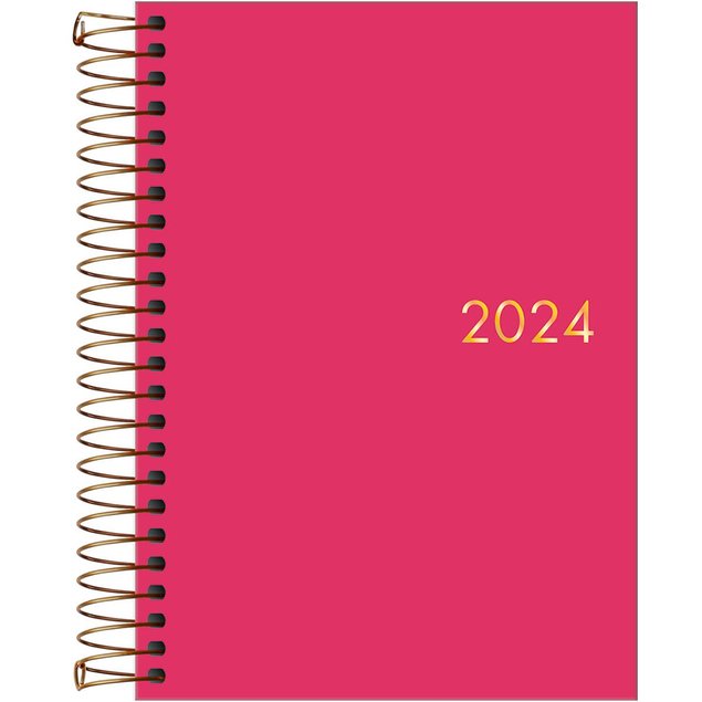 Agenda 2024 Pepper Rosa M4 Espiral - Tilibra - PAPEMIX Papelaria e Presentes