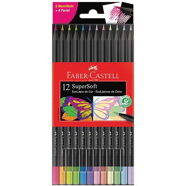 Lápis de Cor SuperSoft Faber-Castell 120724SOFT com 24 Cores