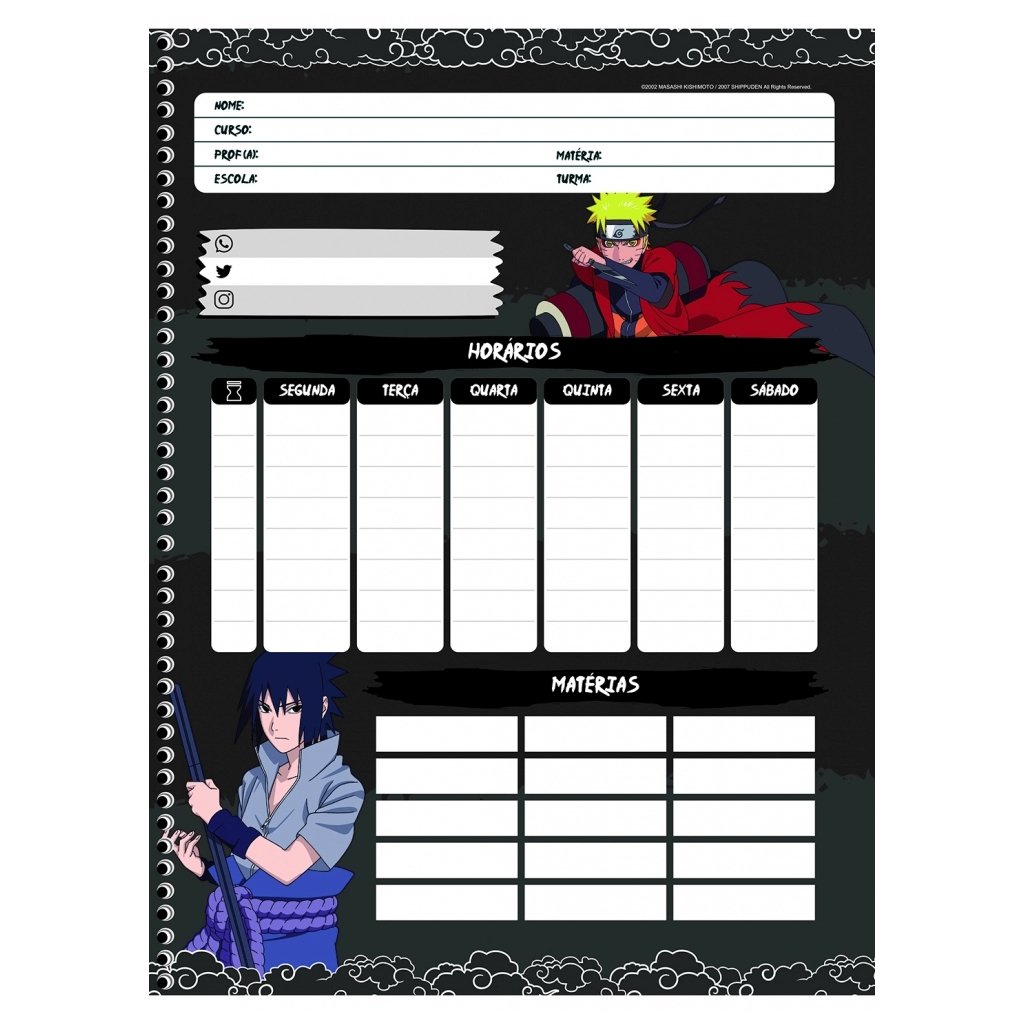 Caderno Espiral Univ CD 80fls Hokages Naruto São Domingos - Welban