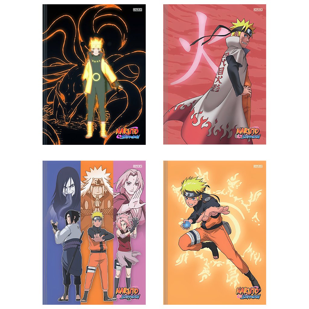 Kit 5 Cadernos Brochura 1/4 + Desenho Naruto Shippuden em Promoção