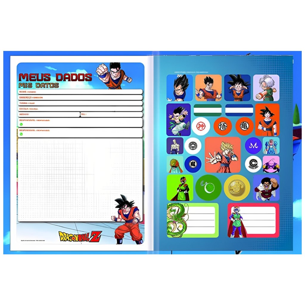 Caderno Brochura Univ CD 80fls Goku Dragon Ball São Domingos - Welban