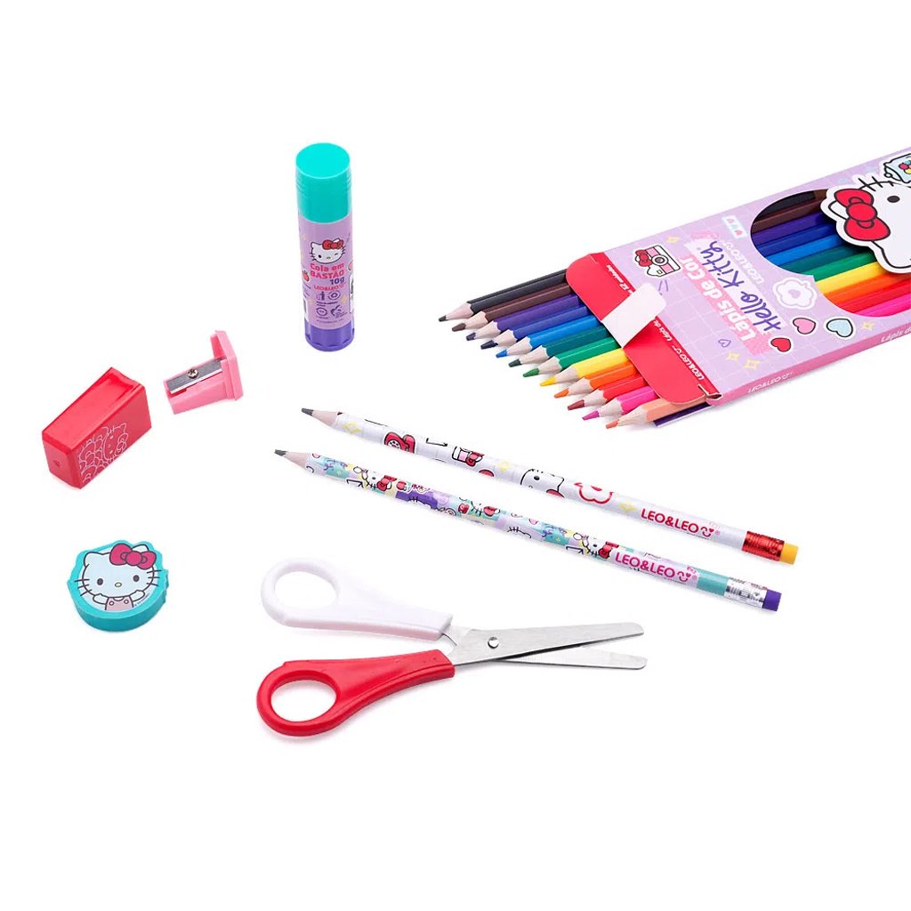 Kit Escolar Com 20 Peças Rosa- Leo & Leo