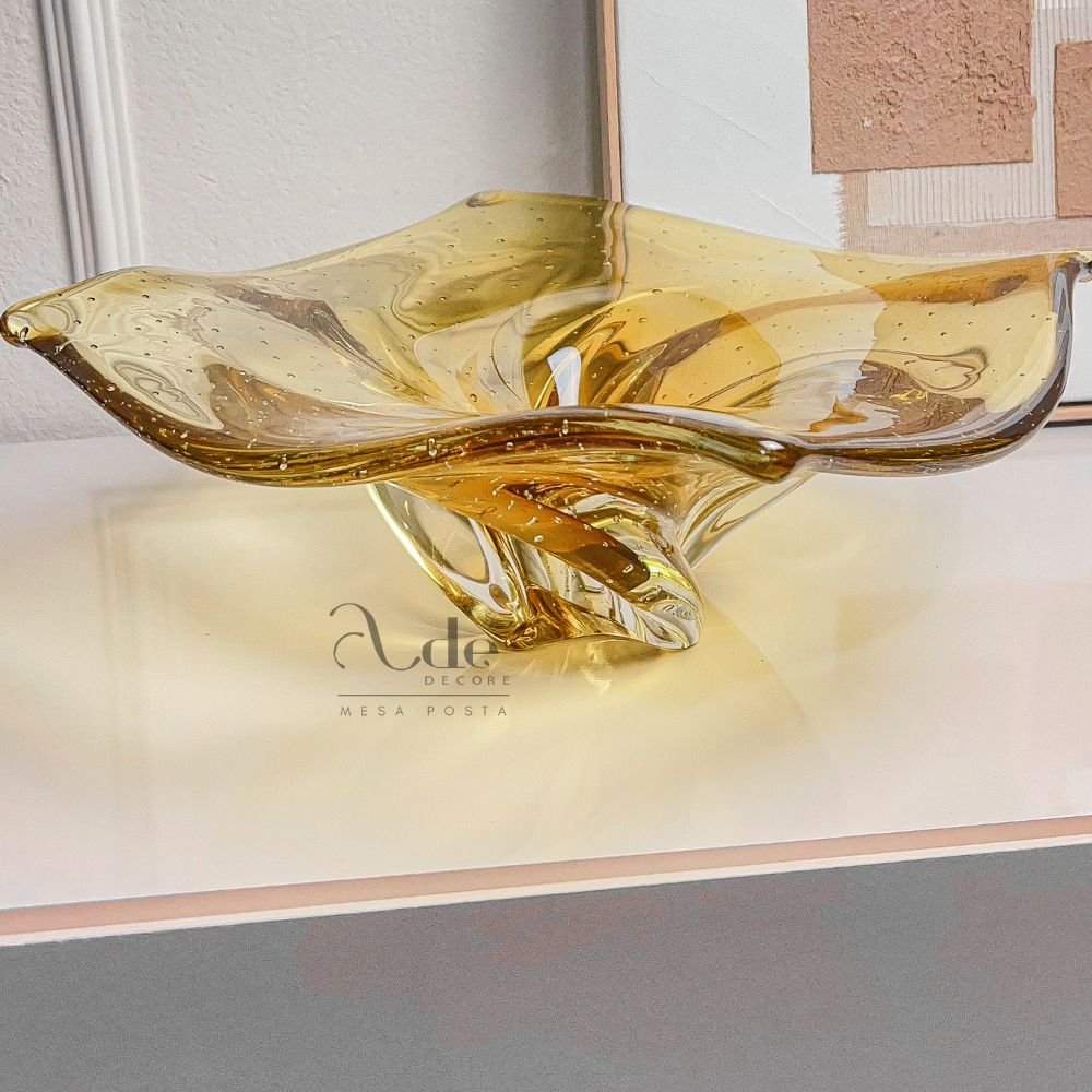 Centro de Mesa Byward Cristal Murano Âmbar - 40 cm