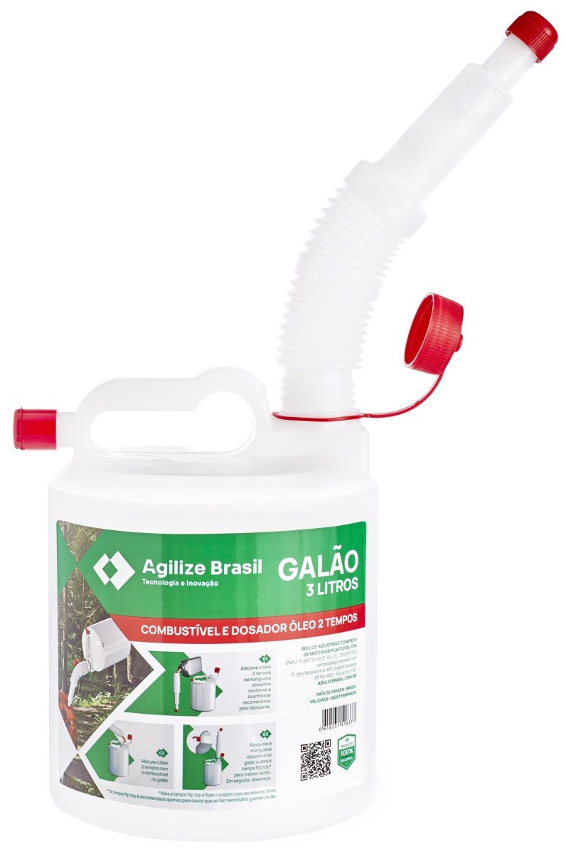 Galão de Combustível e Dosador para Óleo 2T LISO Agilize Brasil 3L