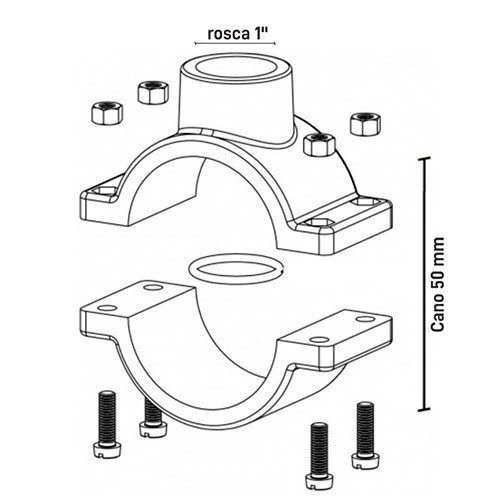 Abraçadeira para Cano 50 Rosca 1 pol