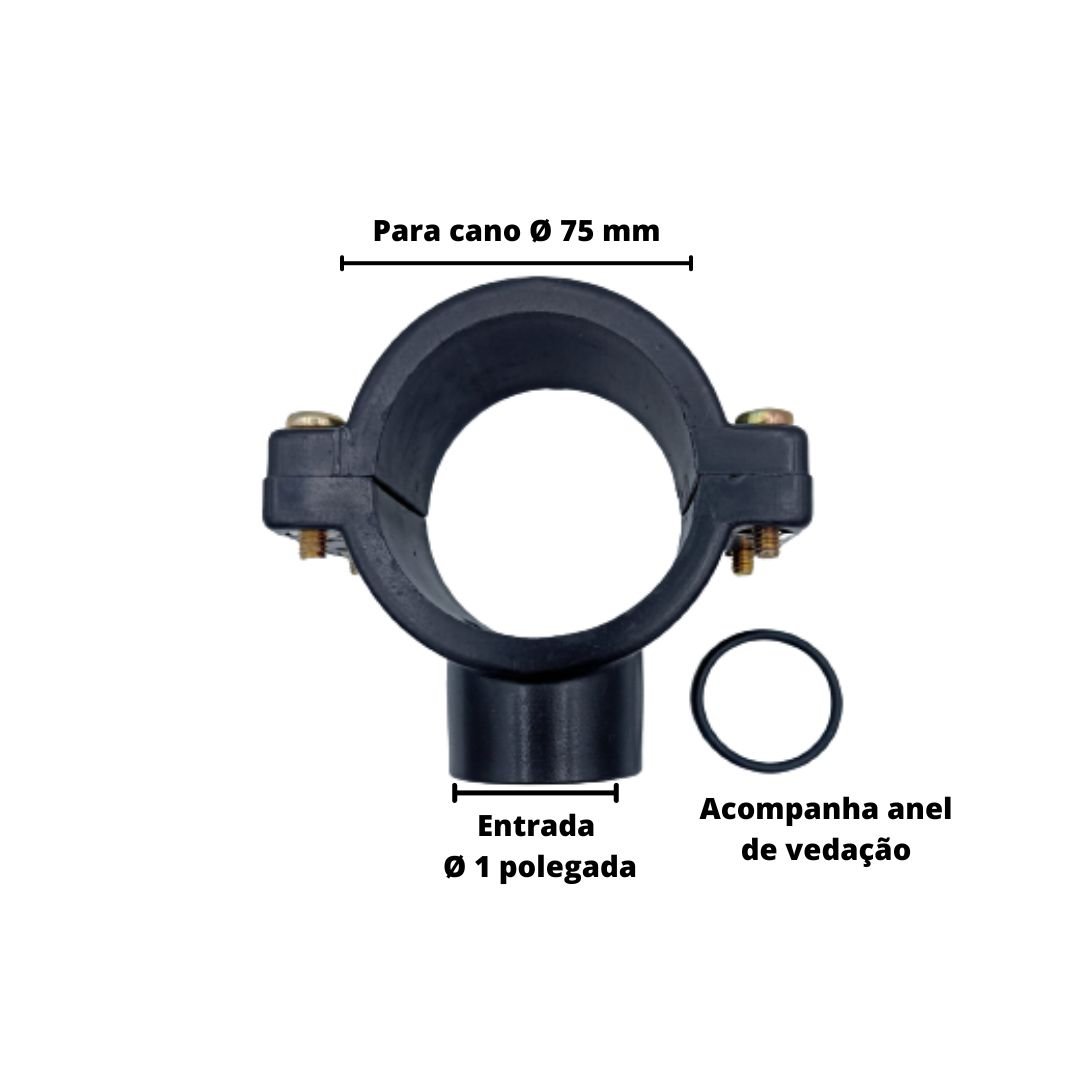 Abraçadeira para Cano 75mm Rosca 1" (Parafuso)