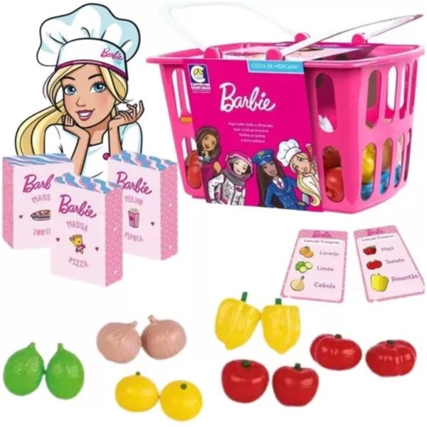 Brinquedo Cestinha Mercado Infantil Menina Barbie Compras