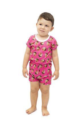 Pijama body baby curto rosa