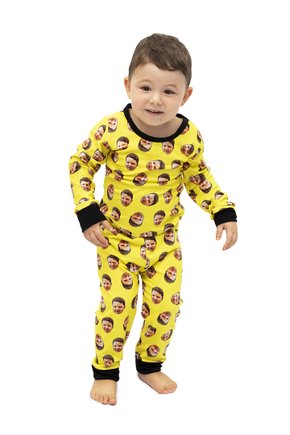 Pijama personalizado body baby longo amarelo